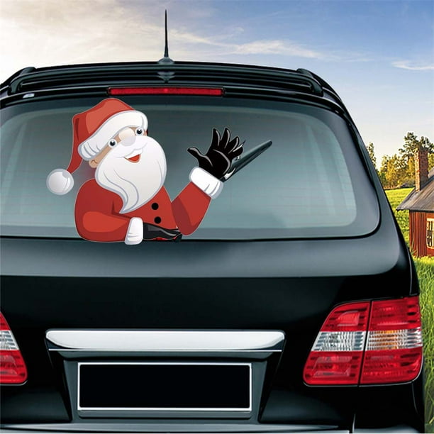 Removable Cute Cartoon Santa Snowman Elf Wiper Sticker for Car Rear Windscreen Wiper Dream-cool Christmas Rear Window Wiper Sticker